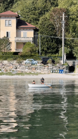 Out on the lake at Oliveto Lario, village in the background