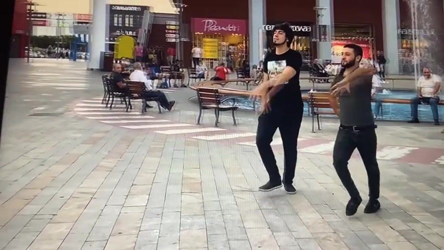 Outdoor dancing in a public square in Yegorlykskaya