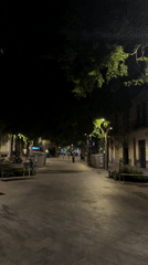 Nighttime pedestrian street scene captured in Barcelona