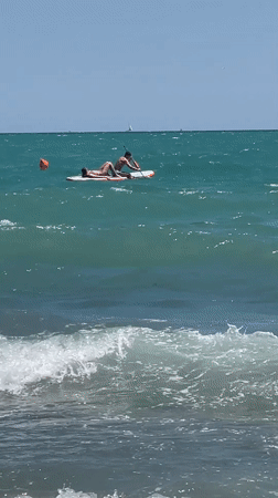 Busy summer morning on Burgas's Black Sea beach