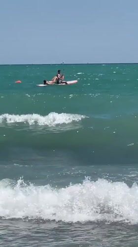Busy summer morning on Burgas's Black Sea beach
