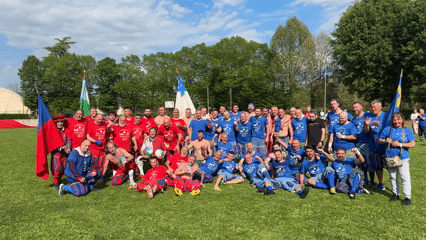 Sports teams gather for photos after match in Florence