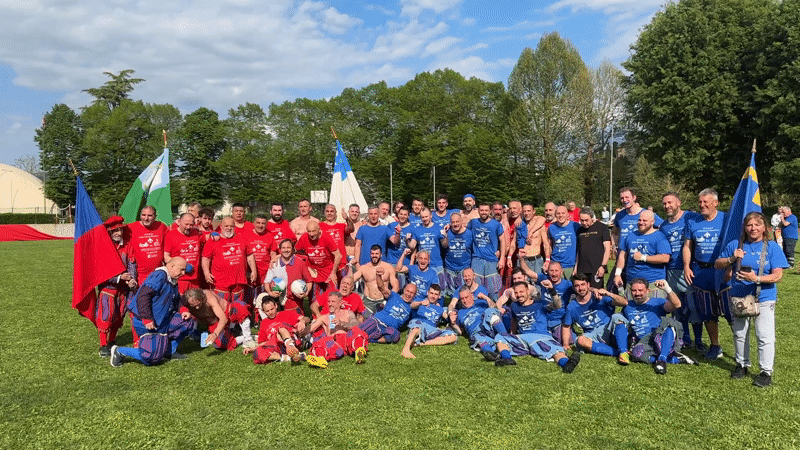 Sports teams gather for photos after match in Florence