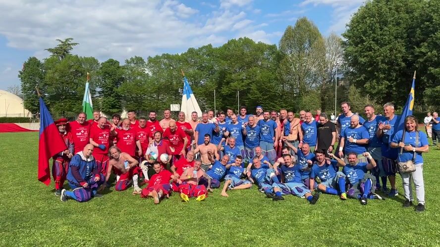 Sports teams gather for photos after match in Florence