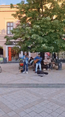 Street musicians perform in Novi Sad city square