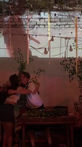 Behind the decks at a low-key indoor gathering in Belgrade