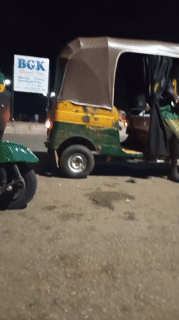 Nighttime street activity and minor collision documented in Bukuru