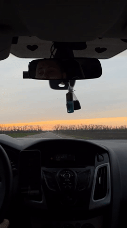 Driver filmed while traveling straight road in Starominskaya