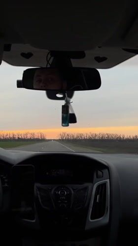 Driver filmed while traveling straight road in Starominskaya