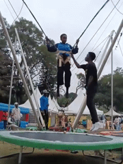 Bungee trampoline flip at a Nairobi park