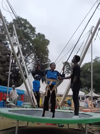 Bungee trampoline flip at a Nairobi park