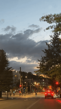 Dusk settles over a quiet Saint-Étienne street