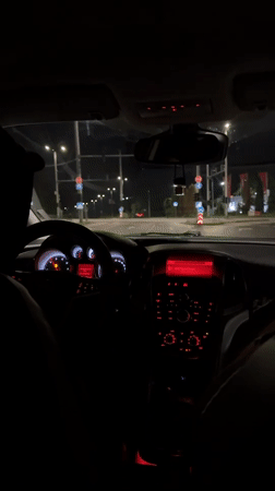 Night driving captured on video in Lovech, Bulgaria