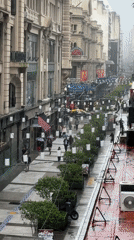 Rainy afternoon street scene captured in Buenos Aires