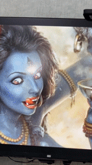 TV displays Hindu goddess Kali painting in Batumi