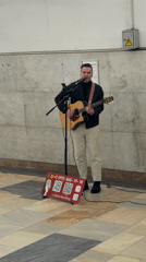 Street musician performs in Moscow subway station