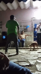 Man dances on stone pavement in Venezuelan town
