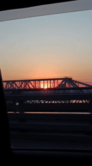 Sunrise filmed through vehicle window in Krasnoyarsk, Russia