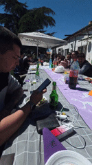 Outdoor gathering for meal documented in Balgarevo, Bulgaria