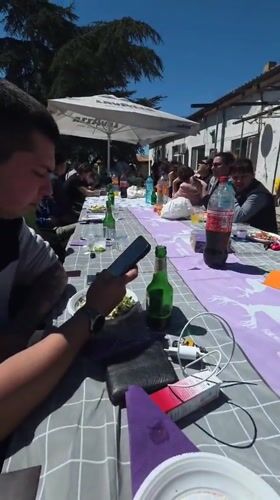 Outdoor gathering for meal documented in Balgarevo, Bulgaria