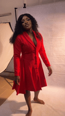 Woman poses for professional photo shoot in Jos studio