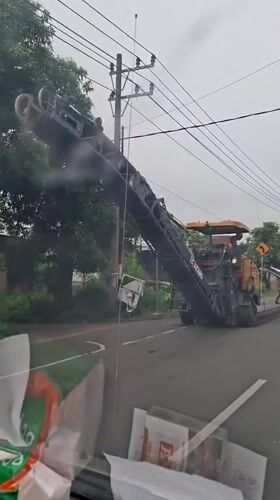 Road construction and police activity observed in Indonesia
