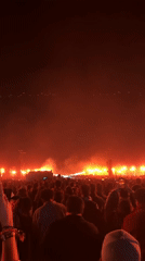 Nighttime concert draws crowds near Teotihuacan pyramids, Mexico