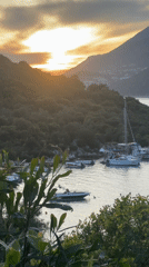 Sunset captured over Mediterranean harbor in Kaş, Turkey