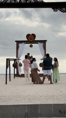 Beach wedding ceremony amid horseback rides on Indonesian coast