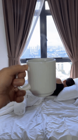 Evening coffee and bedtime routine in Kuala Lumpur apartment