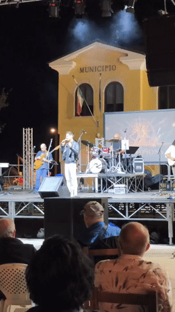 Live band rocks the piazza outside Campochiaro's town hall