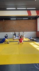 Children practice martial arts at Krasnoyarsk gymnasium