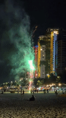 Night out on Da Nang's beachfront with fireworks