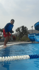 Swimming pool leisure activities documented in Ate, Peru