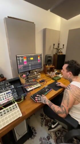 Music producer works in studio in La Lucila