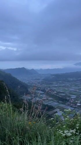 Overcast skies blanket Kintamani valley and rice terraces