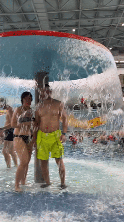 Busy morning at an indoor water park in Yekaterinburg