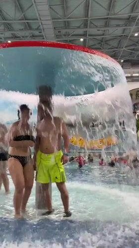 Busy morning at an indoor water park in Yekaterinburg