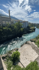Morning scenes captured on historic bridge in Mostar