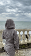 Woman photographed on seaside patio in Sochi