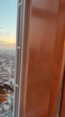 London sunset captured from high-rise building window