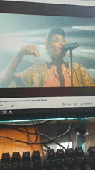 Live concert performance, stage lighting, crowd in attendance