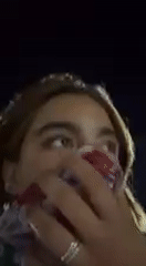 Woman records nighttime selfie video in Indio, California