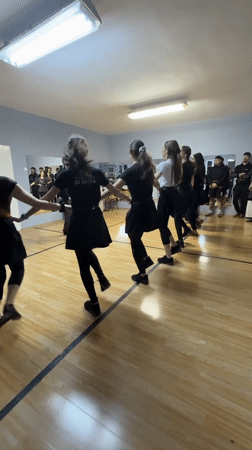 Dancers perform synchronized routine at Bulgarian studio