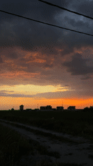 Sunset observed over rural Serbian countryside near Belgrade