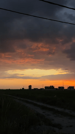 Sunset observed over rural Serbian countryside near Belgrade