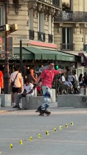 Rollerbladers and river cruises share a Paris sunset