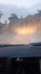 Vehicle travels rough roads near Bannu, Pakistan construction area