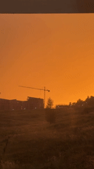 Dramatic orange-red sky observed over Đenovići, Montenegro