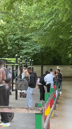Parisians enjoy outdoor activities in parks Sunday afternoon